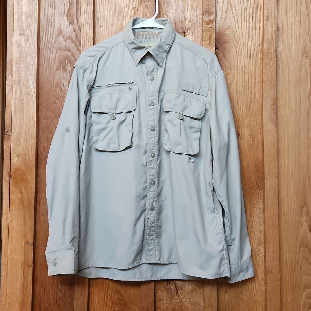 Guides Choice Fishing‎ Hiking Utility Vented Side Shirt, Medium, Beige